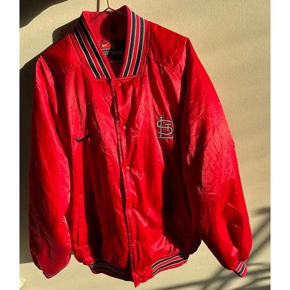 St.Louis Cardinals Nike Satin Bomber Jacket Mens Snap Button Baseball Coat Sz XL - Picture 3 of 15